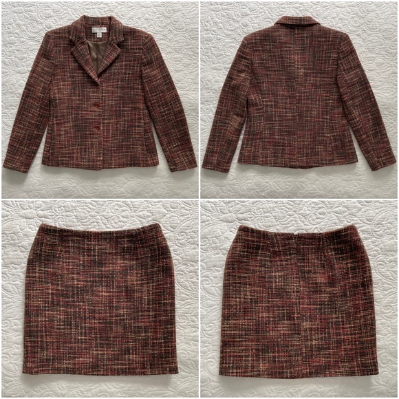 Petite Sophisticate, Vintage Rosewood Crosshatch Tweed Jacket